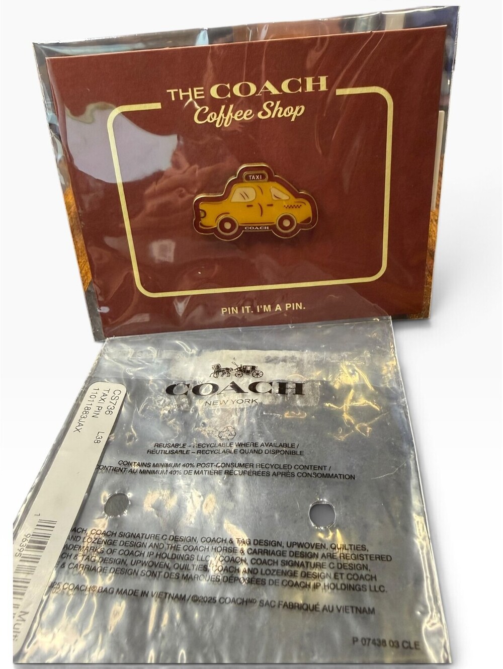 Coach Coffee Shop Taxi Pin CS736 Yellow Cab Enamel Collectible Exclusive NWT